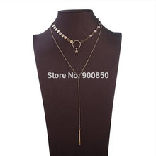 Women Alloy Sequins Choker Maxi Necklace Long Pendant Collar Chocker Neckla