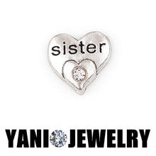 Floating locket charms alloy metal silver color crystal heart silver mom fa