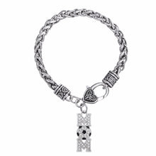 Skyrim Vintage crystal enamel soccer ball mom bracelet on 6mm wheat link ch