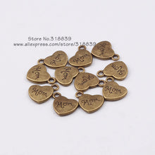 Vintage Metal Heart  Letters Mom Charms for Jewelry Making DIY Handmade Alp