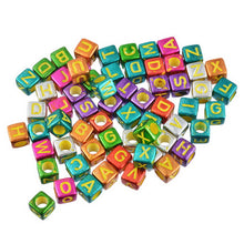 MJARTORIA 300PCs Random Mixed Colorful Alphabet Square Acrylic Beads For Je