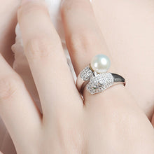 Real freshwater pearl rings cultured double pearl rings silver 925 for wome