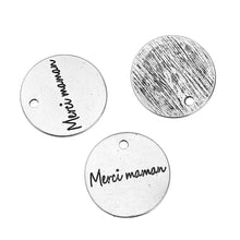 10PCs 20mm Retro Silver French 'Thanks' Mom Charm Pendant Fit DIY Jewelry N