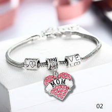 New Arrival! LOVE Family Bracelet of Mom Sister Rhinestone Heart Charm Brac