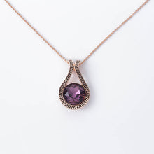 Retro Purple Austrian Crystal Gold color Pendant Drop Earrings Jewelry Sets