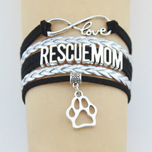 (10 Pieces/Lot) Infinity Love Rescue Mom Bracelets Paw Charm Handmade Rope