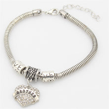 Fashion Mom Brother Nana Family Heart Crystal Silver Bracelet Jewelry Thank