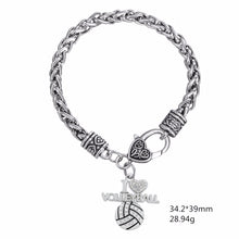 Skyrim I Love Volleyball Volleyball MOM charm bracelet rhodium plated with