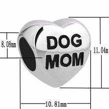 slide charm  Free shipping Heart Love Dog Mom Pet Paw Print Bead  fit Pando