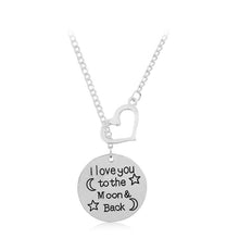 Letter "I Love You To The Moon And Back" Silver Necklace Vintage Family Nec