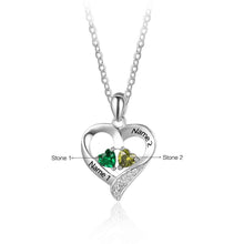 Personalized 925 Sterling Silver 2 Birthstone Necklace Pendants Engraved He