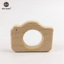 Let's Make Baby Teether Wooden Teether Natural Wood Camera/Fish/Elephant Sh