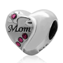 European 925 Sterling Silver Mom Heart Beads DIY Jewelry Making For Woman P
