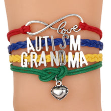 Unisex Letter Autism Silver Pendant Love Heart Woven Charm Bracelet Bradied