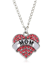Jewelry Fashion Silver Tone Crystal Rhinestone Mom Heart Word Necklace For