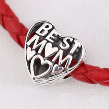 Vintage Best Mother Mom Openwork Heart Charms Beads Fit Pandora Bracelet Di