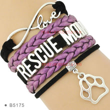 (10 PCS/lot)Infinity Love Rescue Mom Leather Wrap Bracelets Multilayer Dog
