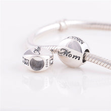 Pandulaso Letter Mom Crystal Beads Fit  Charms Silver 925 Original Bracelet