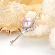 High Quality love key necklaces 100% natural freshwater pearl necklaces & p