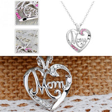 Love Mom Gift Crystal Rhinestone Pendant Necklace Jewelry Birthday Gift For