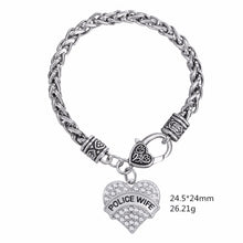 Lemegeton Police Charm Bracelets Crystal Memorial Heart Police GIRL / Polic