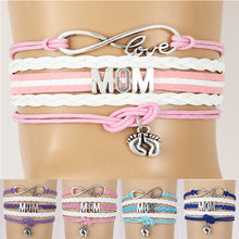 (10Pcs/Lot) Infinity Love Mom Braided Bracelet & Bangles Charm Leather Brac