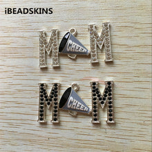50x26mm 10pcs/lot silver Zinc alloy rhinestone mom cheer Pendant for Jewelr