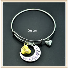 I Love You to The Moon And Back Bangles For Mom Engraved Letters Women Meta
