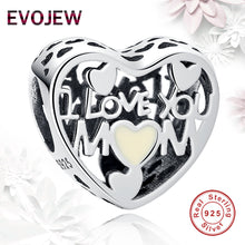 EVOJEW Real 925 Sterling Silver I Love MOM Charm Beads Fit Original Pandora