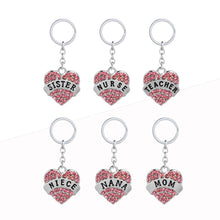 mom daughter teacher Best friend Keychain Heart  Imitation Diamonds Key Rin