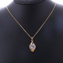 Water Drop Leaves Crystal Pendants & AAA Cubic Zirconia Necklaces Link Chai