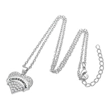 my shape Elegant Heart Rhinestone Paved Cheer Mom Pendant Necklace Christma