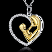 Authentic S925 Pure Sterling silver fine jewelry gold color mom mother son