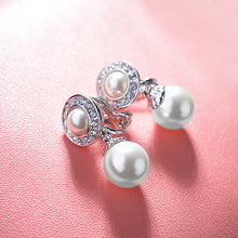 AAA Cubic Zirconia Women Clip Earrings Gold Pearl Jewelry Clip Earrings wit