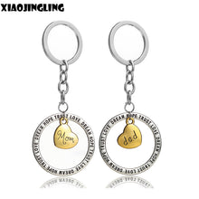XIAOJINGLING 2pcs/set Mom Dad Trendy Jewelry Keychain Rings Love Dream Trus