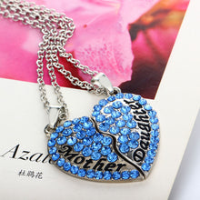 Rhinestone Crystal Love Pendant Necklace Antique Mom Daughter Family Gift S