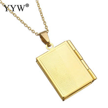 YYW Fashion Memory Photo Locket Charm Pendant Necklace Gold color Stainless