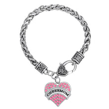 Skyrim Fashion zinc alloy crystals Cheer mom heart Crystal Jewelry bracelet