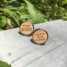 The Boss Unless Mom/Mum Is Home Wooden Cuff Links Fathers Day Gift X 1 Pair
