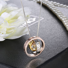 Pendant Necklace Clear Stone Crystal with Box Chains Engraved"I Love You Mo