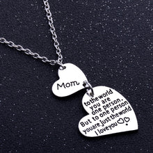 Mom Necklace Double Heart Charm Love Family Female Mothers Day Chain Pendan
