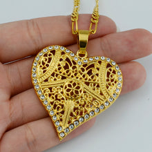 Anniyo Heart Pendant Necklaces for Women,Africa Necklace W/Stone,Arab Jewel
