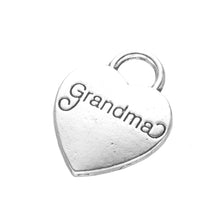 20PCS Antique Silver Plated Mom/Grandma Heart Shape Pendants For Women Kids