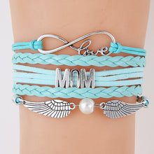 Infinity Love Mom Bracelets & Bangles Angel Wing Charm Handmade Wax Braided