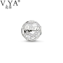 V.Ya Fashion Loose Beads fit for Mum &Mom White Gold Cubic Zirconia Round P