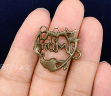 40pcs Antique Silver / Bronze Mom Heart Charms Pendant 26x24mm-in Charms fr