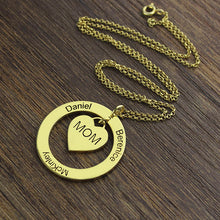 Wholesale Moms Heart Necklace with Kids Names Gold Color Circle Heart Famil