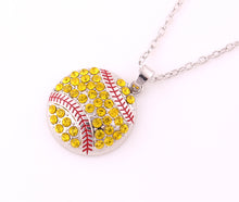 Baseball Softball Mom Pave clear Crystal sports Pendant chain necklace-in P