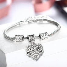 Love Heart Crystal Charm Bracelet Family Member Love Jewelry Wholesale Mom