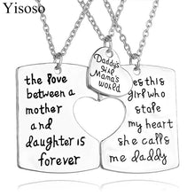 Yisoso 3pcs Family Groups Jewelry Father and Mother I Love U Charm Pendant